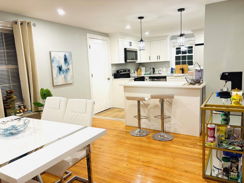 Open kitchen and dining area in our Abington home